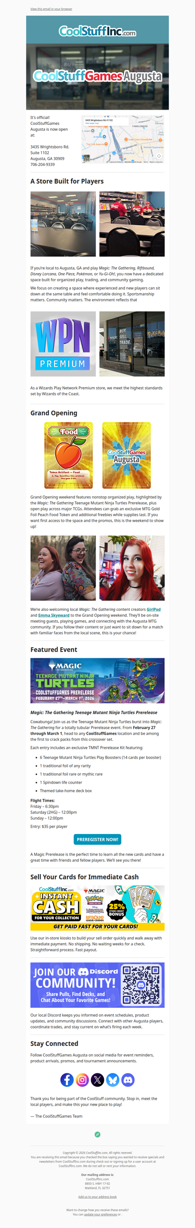 🎉Augusta Gamers – Your New FLGS Is Here!🎉