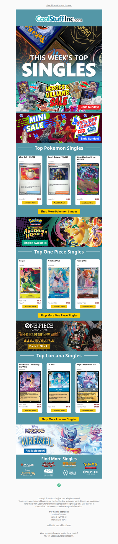Heroes and Villains Sale + HUGE Minis Sale! 🤯 Top Pokémon, One Piece & Lorcana cards