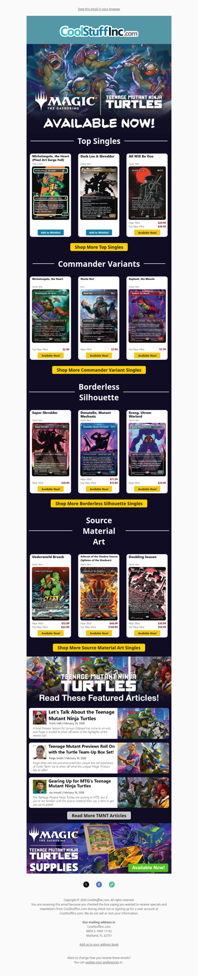 Teenage Mutant Ninja Turtles are here! 🐢 Sealed, Singles, and Supplies Now Available!