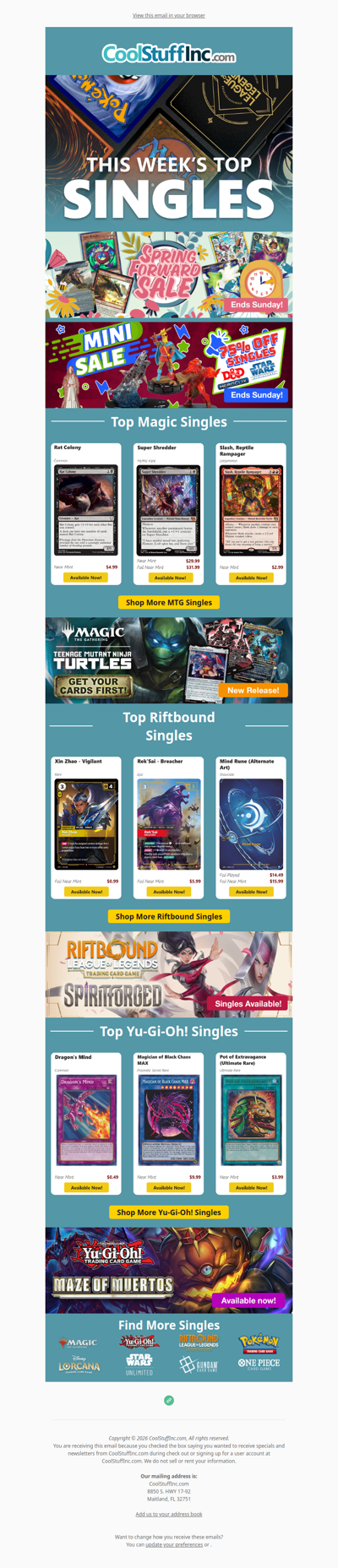 Spring Forward Sale! 🌸 Top MTG, Yu-Gi-Oh! & Riftbound Singles