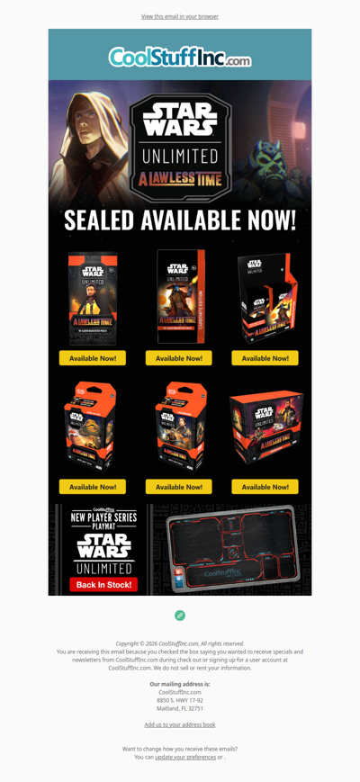 🌌 Star Wars: Unlimited – A Lawless Time Sealed Available Now