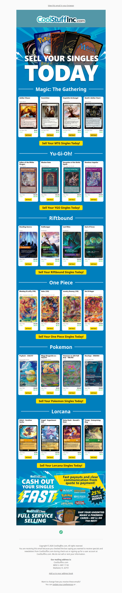 💰 Turn Your Singles Into Cash — Sell Them Today!