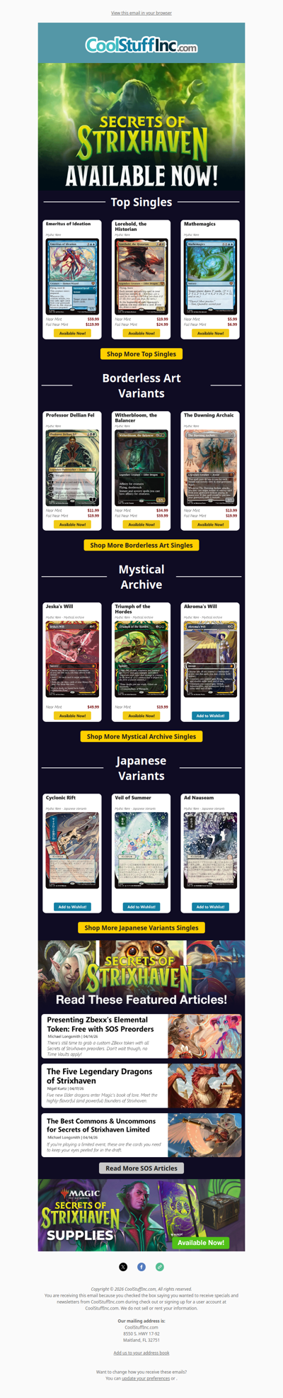 Class is in Session! Secrets of Strixhaven is here! ✨ Sealed, Singles, and Supplies Now Available!