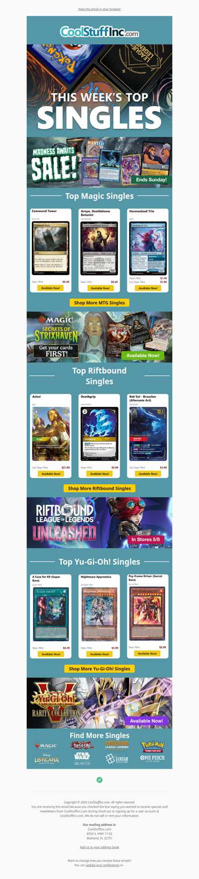 Madness Awaits⏳ and so does Top MTG, Riftbound and Yu-Gi-Oh cards!