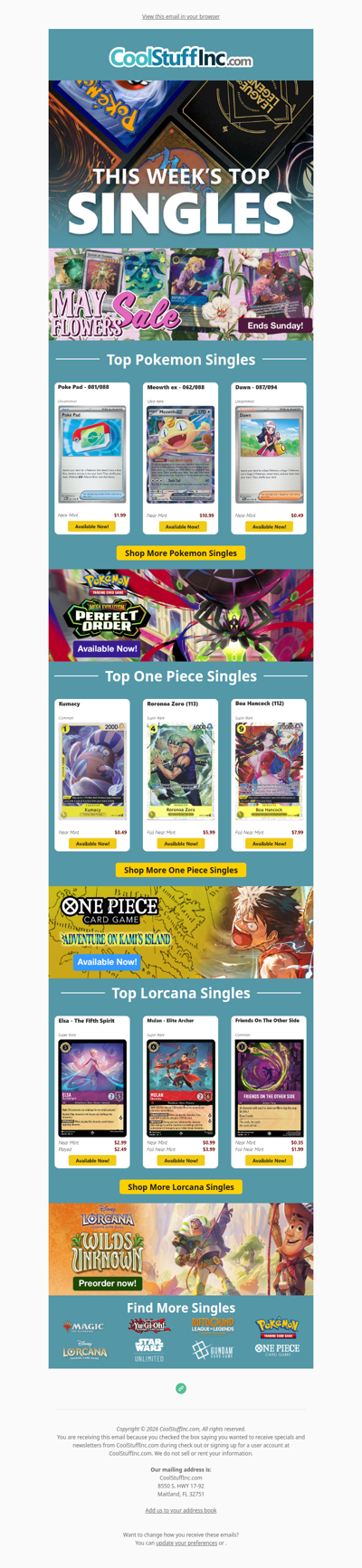 🌸Top Pokemon, One Piece, & Lorcana Singles are Blooming🌸