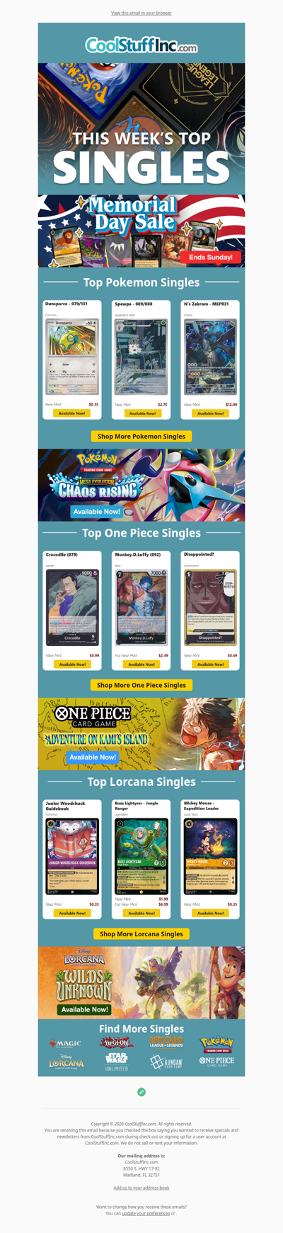 🗽 Save Big with these Top Pokemon, One Piece, & Lorcana Singles