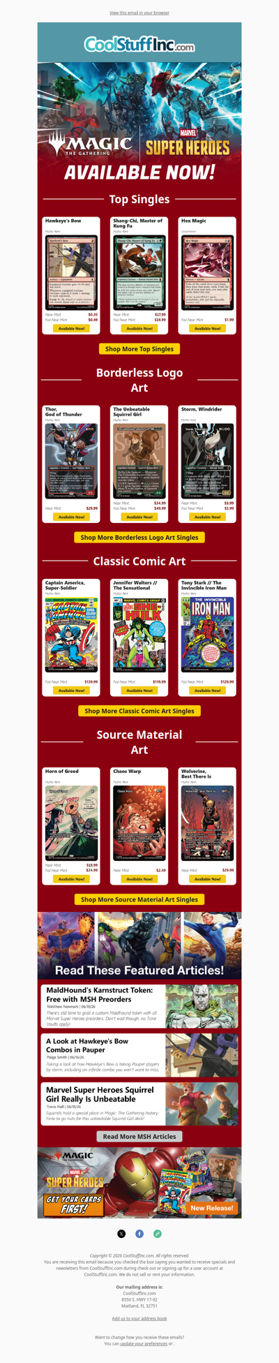 Marvel Super Heroes are here! ✨ Sealed, Singles, and Supplies Now Available!