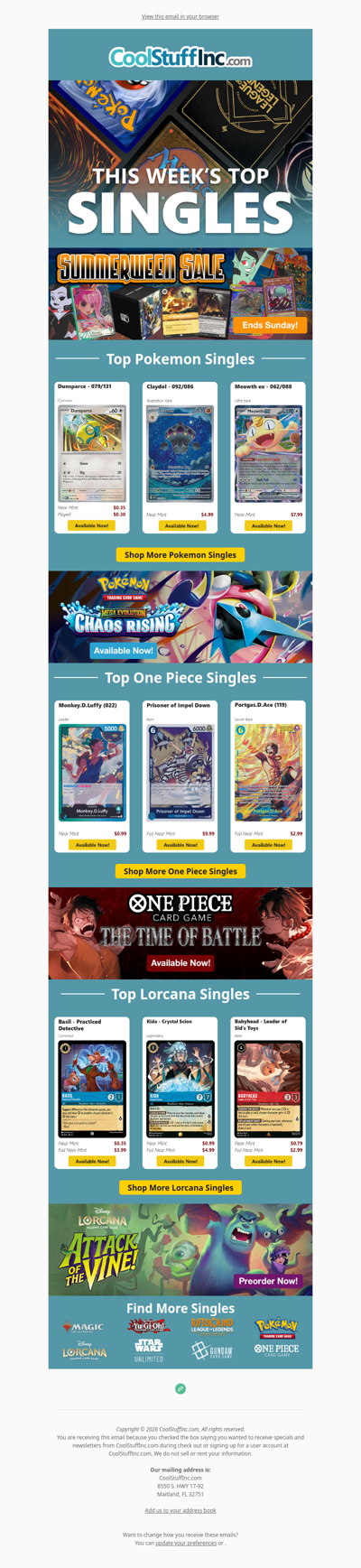🧛 Spooky Good Deals on These Top Pokemon, One Piece, & Lorcana Singles