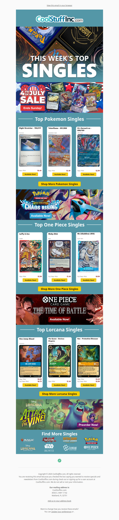 🗽 These Top Pokemon, One Piece, & Lorcana Singles are Lit 🎆