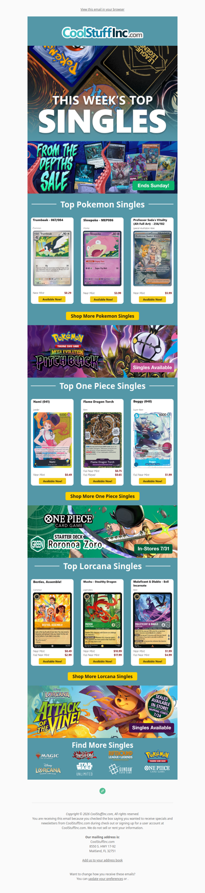We Cast Our Nets and Found These Top Pokemon, One Piece, & Lorcana Singles 🦑