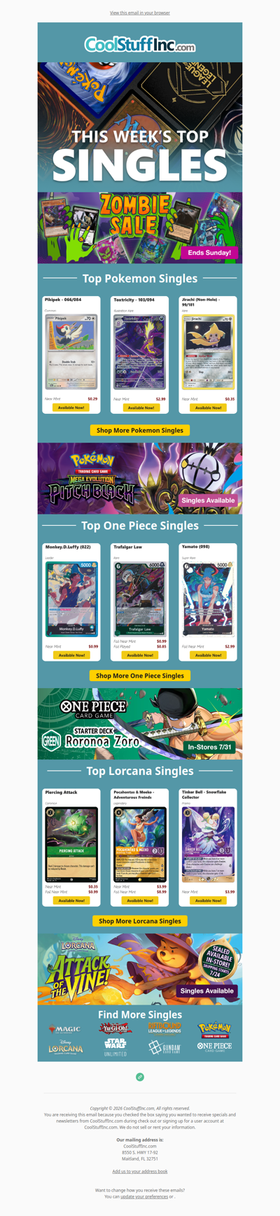 These Top Pokemon, One Piece, & Lorcana Singles are Dying to Come Home With You 🧟