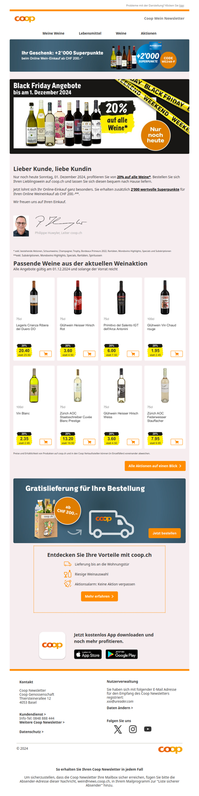 Nur noch heute: 20% auf alle Weine!