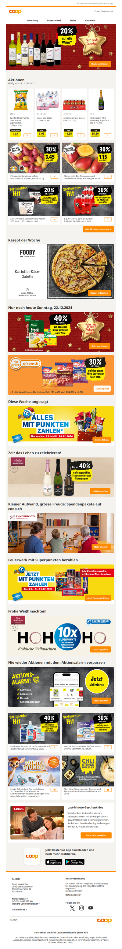 Heute Sonntag: 20% auf alle Weine! 🎄 Frohe Weihnachten!