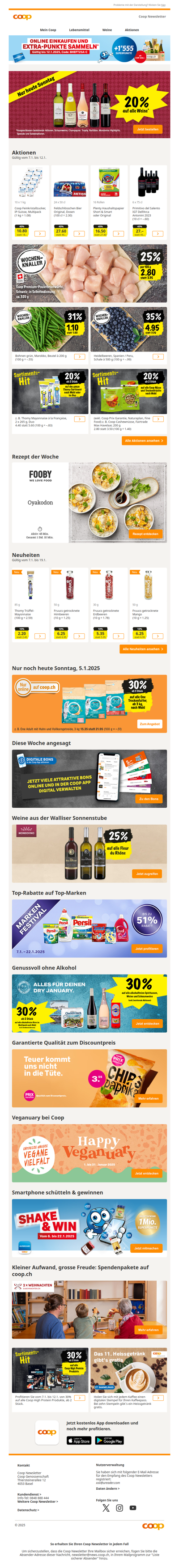 🍷 Heute Sonntag: 20% auf alle Weine