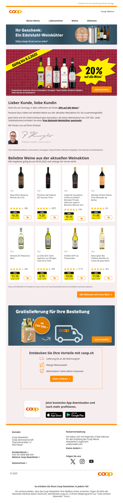 Nur noch bis am Sonntag: 20% auf alle Weine