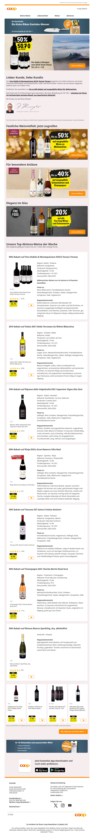 Bis zu 50% auf ausgewählte Weine für Weihnachten