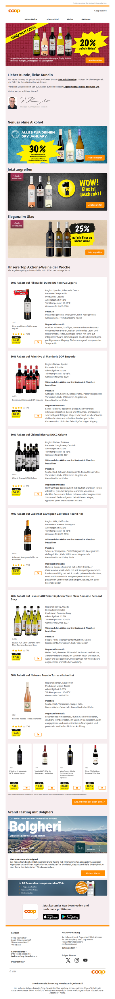 Nur noch heute: 20% auf alle Weine