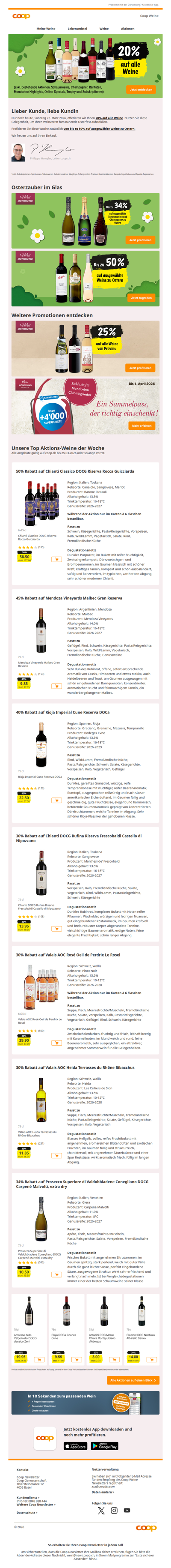 Nur noch heute: 20% auf alle Weine