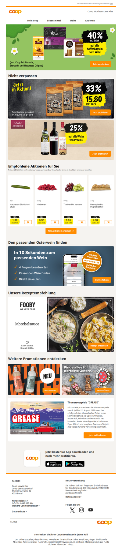 40% auf alle Kaffeekapseln ab 2 Stück – nur heute!