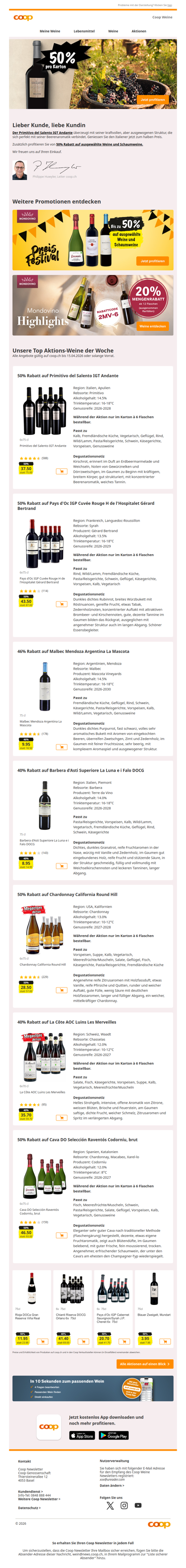 50% auf Primitivo Salento Andante