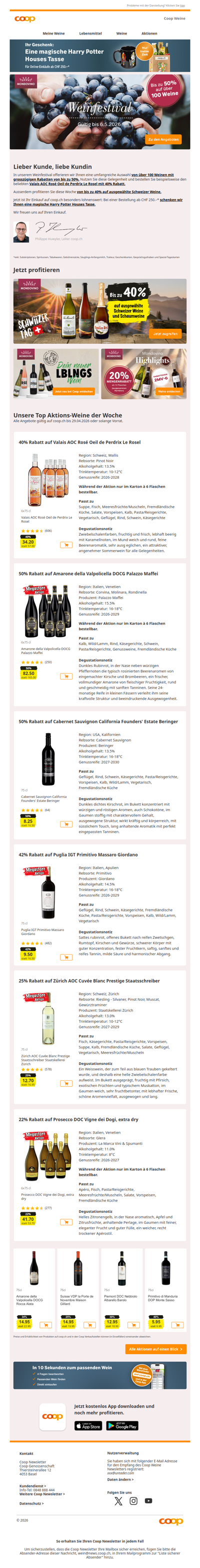 Weinfestival: bis zu 50% Rabatt auf über 100 Weine