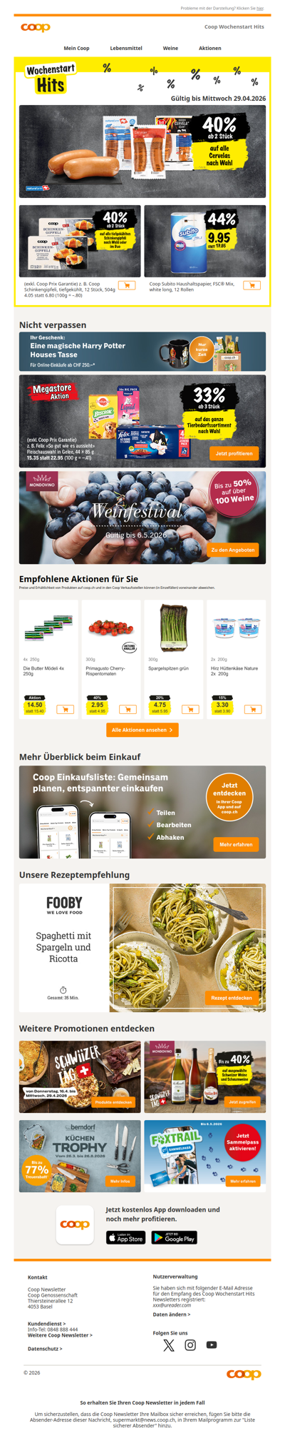 40% auf alle Cervelas ab 2 Stk. – und weitere starke Aktionen