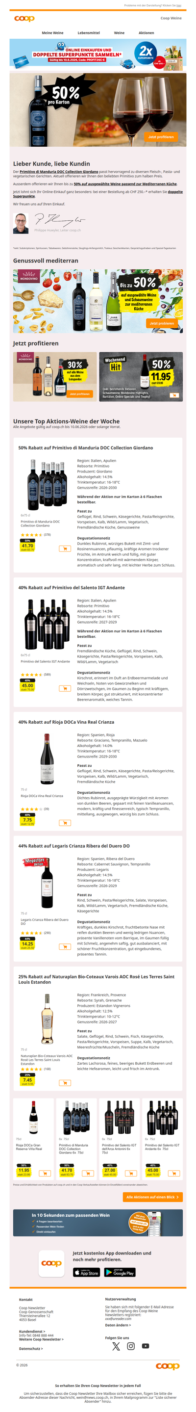 50% auf den Primitivo di Manduria Giordano