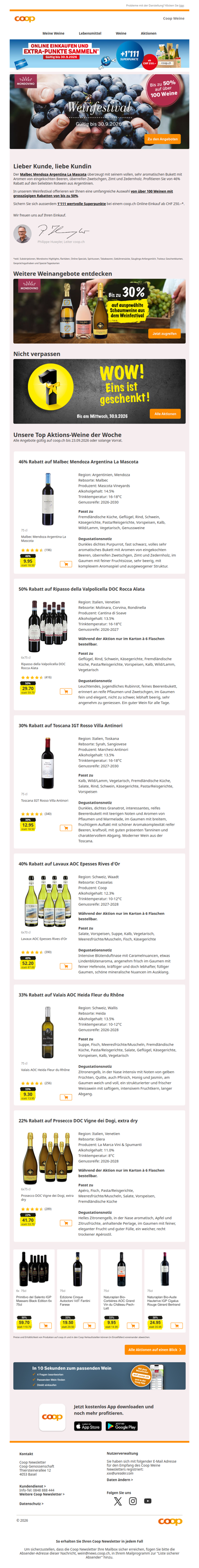 Weinfestival: bis zu 50% Rabatt auf über 100 Weine
