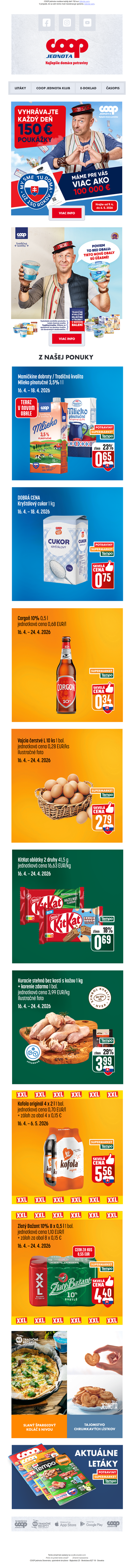 💶COOP Jednota rozdáva každý deň 150 eur👍