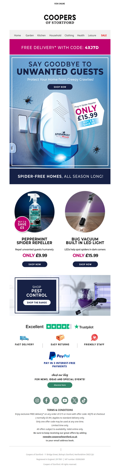 Bye-Bye Spiders, Hello Free Delivery!*