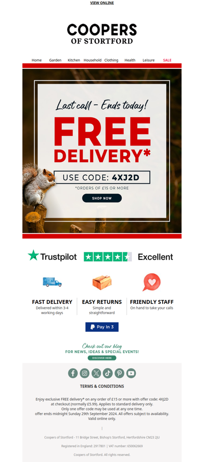 Final Call: FREE Delivery Expires Today!