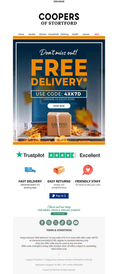 Skip the Checkout Fees: Free Delivery on your Order