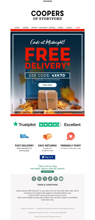 Last Call for Free Delivery