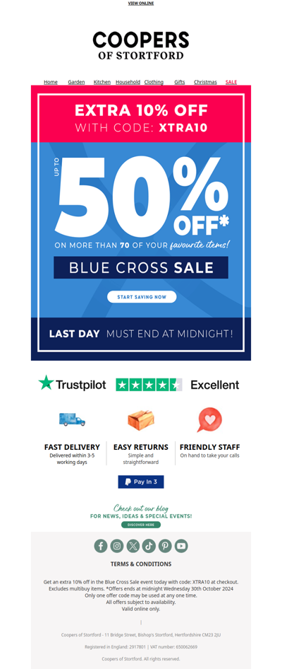 Last Day! Extra 10% Off Blue Cross Sale – Don't Miss!