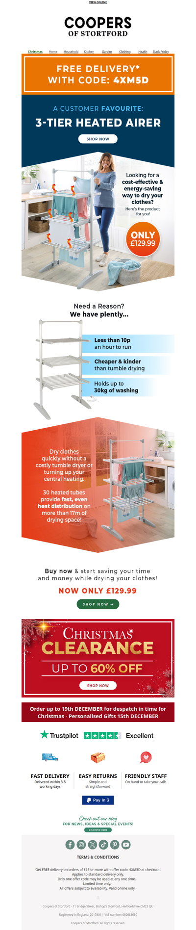 Dry Faster, Save Energy: 3-Tier Heated Airer You’ll Love! +FREE Delivery