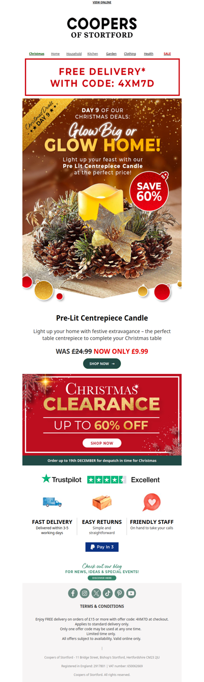 Your Festive Centrepiece Awaits: Pre-Lit & Free Delivery!