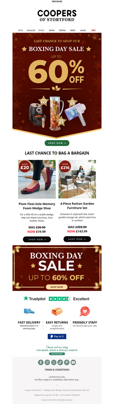 LAST CHANCE for Boxing Day Savings: Up to 60% OFF