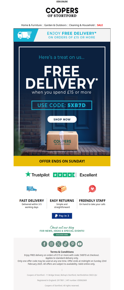 Good News! Free Delivery on Your Order Today!