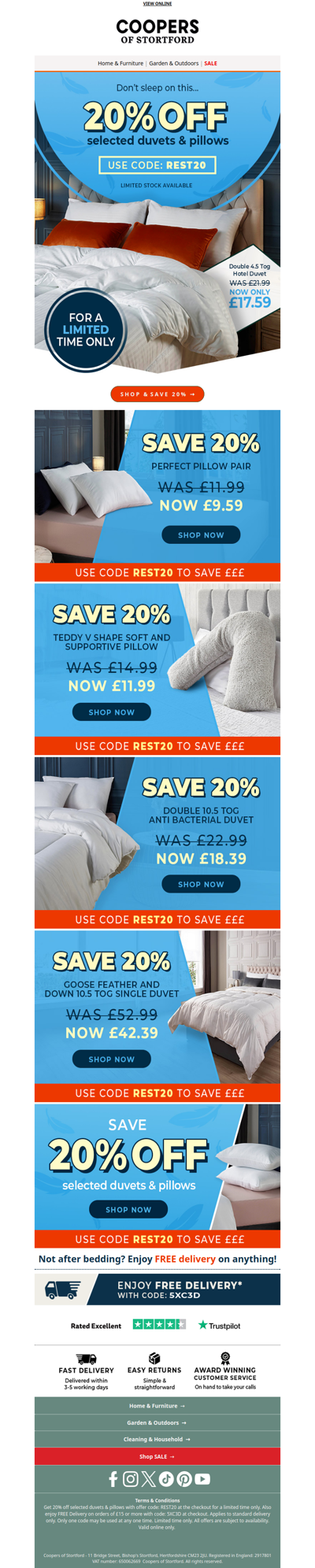 💤 Rest Easy with 20% Off Duvets & Pillows – Limited Time!