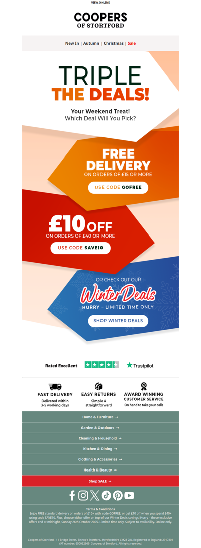 ☀️ It’s a Deal-Lightful Weekend! £10 Off or Free Delivery!