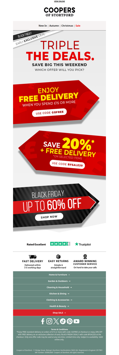 💥 3-in-1 Deal – Up to 60% Off, 20% Off Picks & Free Delivery!