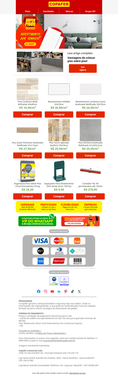 Última chance de garantir o Piso dos sonhos!