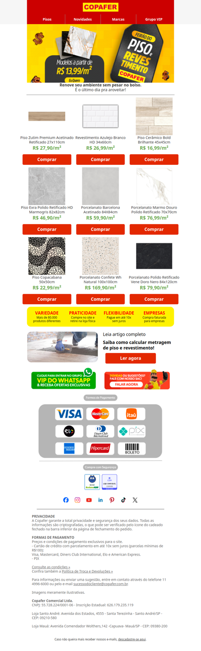 Tá sabendo do Feirão de Pisos?