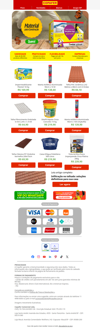 Sua obra está parada por falta de material?