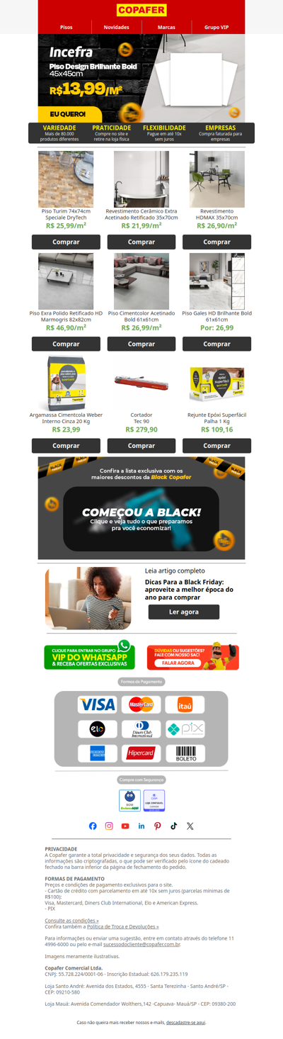 Já viu Piso por R$13,99/m²?