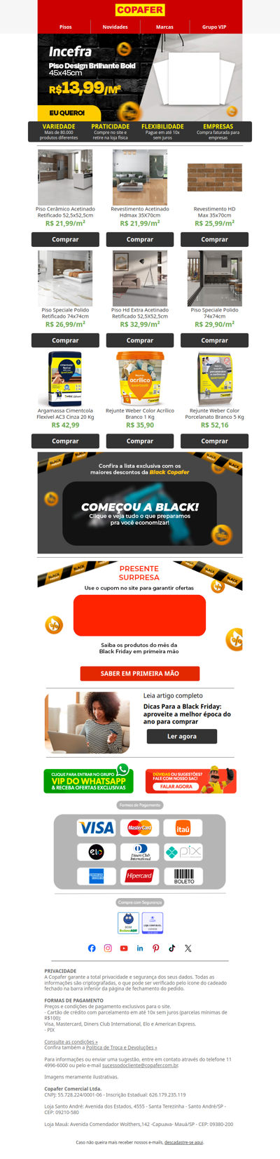 Ainda não viu o Piso Incefra por R$13,99/m²? 😍