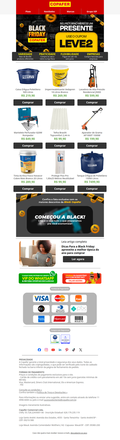 Na Copafer, é Black o mês inteiro!