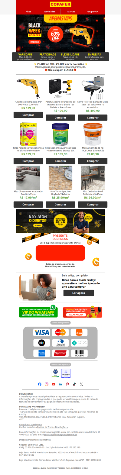 Favoritos para sua Reforma com até 60% OFF