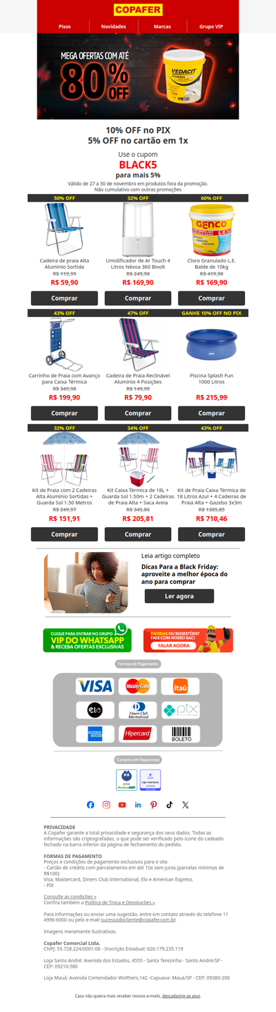 É HOJE: Black Friday com até 10% OFF no PIX + 5% com CUPOM