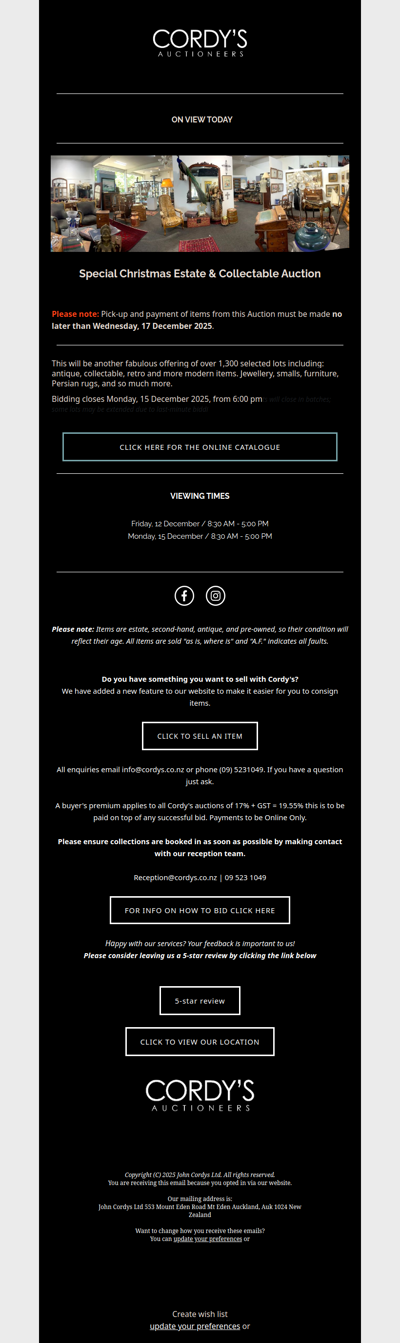 Special Christmas Estate & Collectable Auction